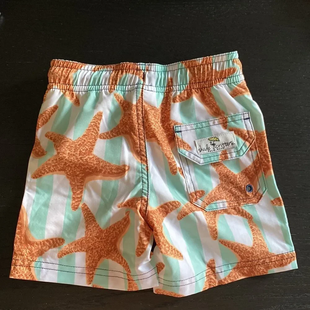 shade critters Kids Starfish Stripe Boys 4 Way Stretch Swim Trunks